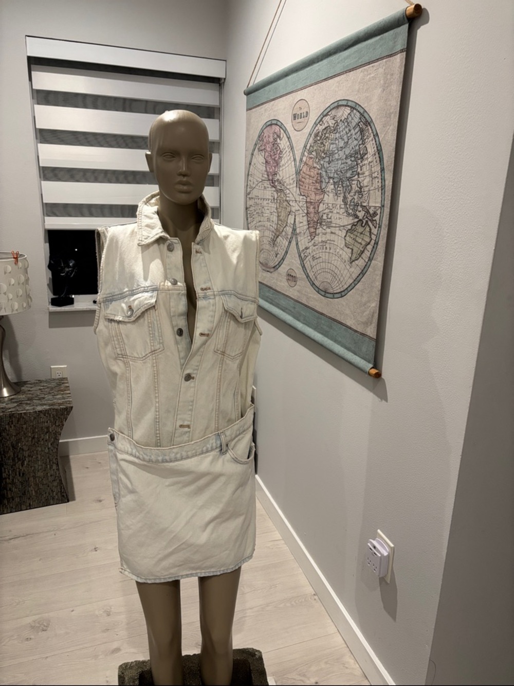 Zara Cream Denim Mini Dress